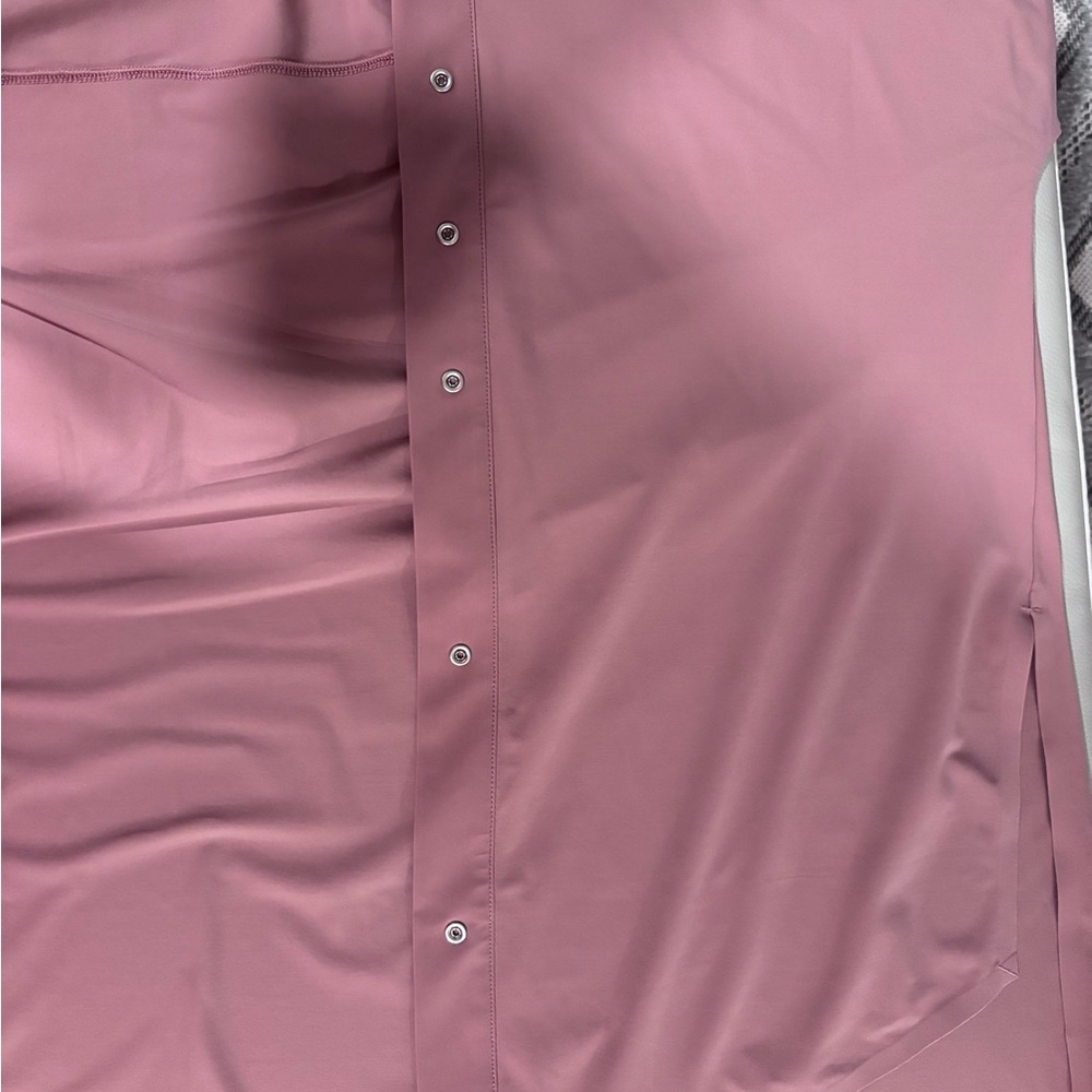 NWOT ADAY Something Borrowed Technical Button Down - Dusty Rose - Large - Picture 14 of 14